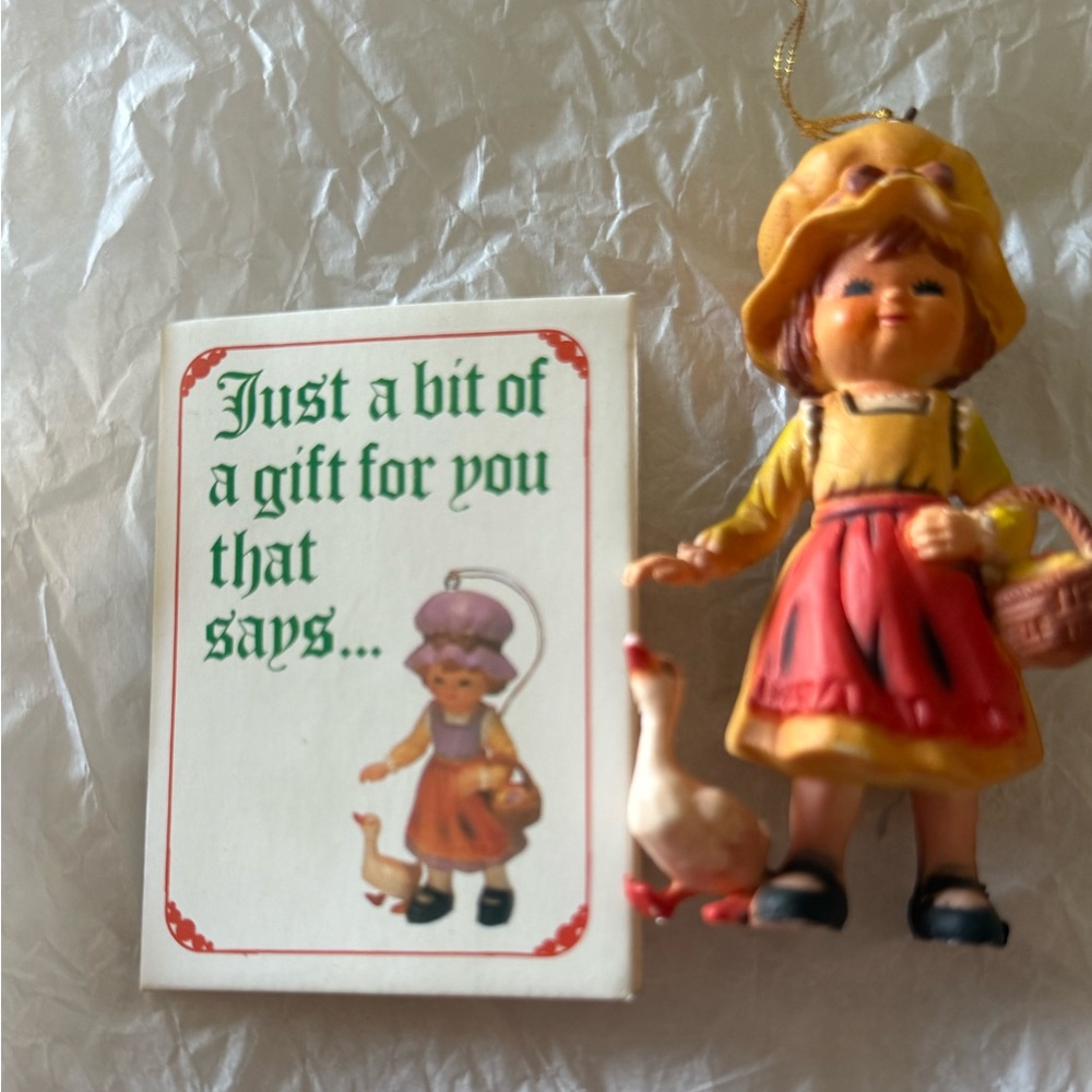 Vintage Girl Figurine with Goose Ornament